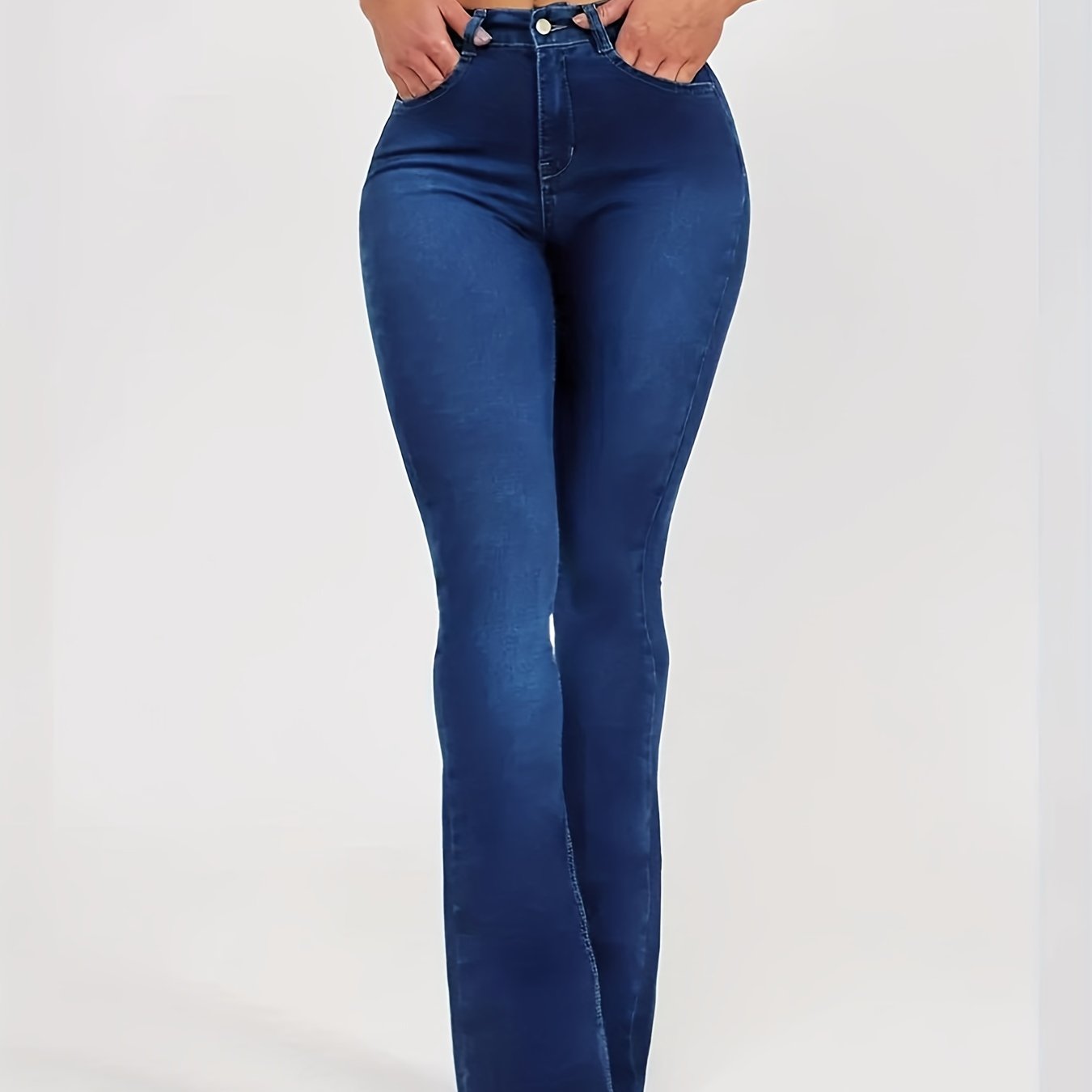 Women's High Stretch Flared Jeans Slim Fit Wide Legs Denim Pants