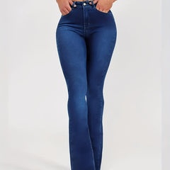 Women's High Stretch Flared Jeans Slim Fit Wide Legs Denim Pants