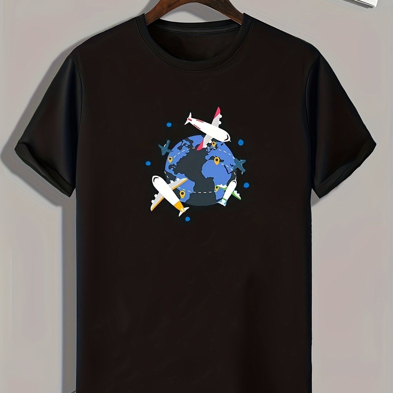 Plane And Earth Graphic Tee For Men