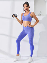 2pcs Yoga Set Cropped Top & High Waist Leggings Women's Activewear