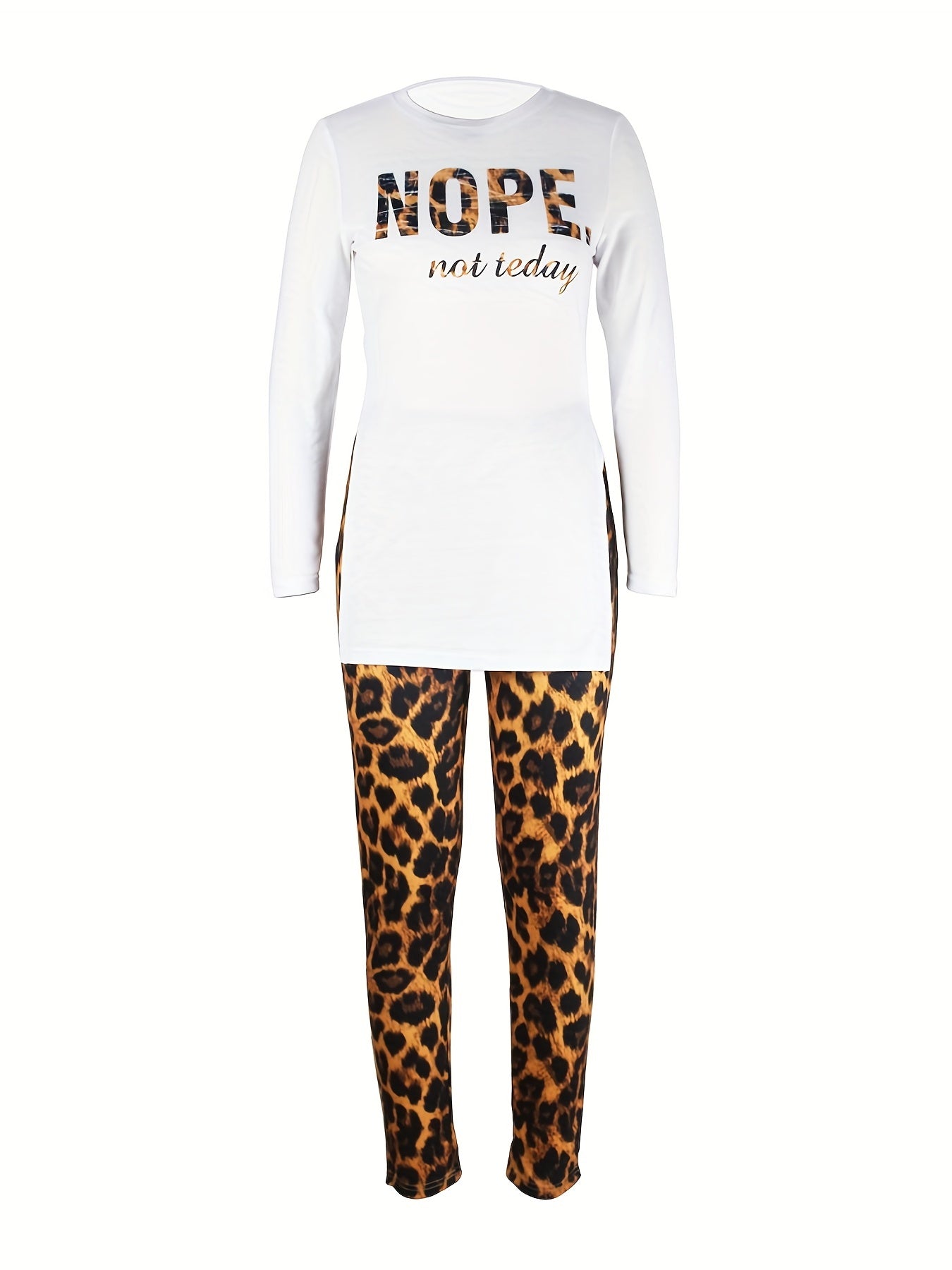 Figure Print T shirt & High Waist Pants Set Women's Outfit