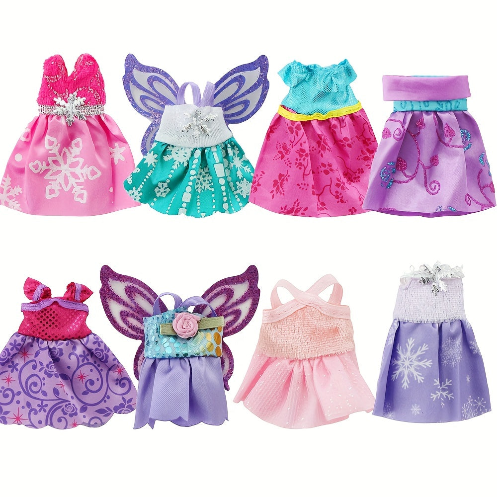 8 Sets 10-16cm Doll Clothes or 5 Pairs Shoes Fairy Suit for Mini Baby Doll