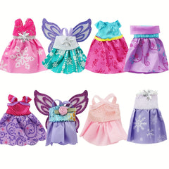 8 Sets 10-16cm Doll Clothes or 5 Pairs Shoes Fairy Suit for Mini Baby Doll