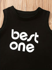 Girls Letter Print Tank Top Shorts Set Kids Clothes