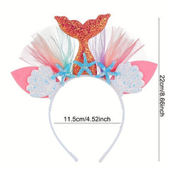 Mermaid Hair Hoop Party Hair Accessories Princess Mesh Flower Animal