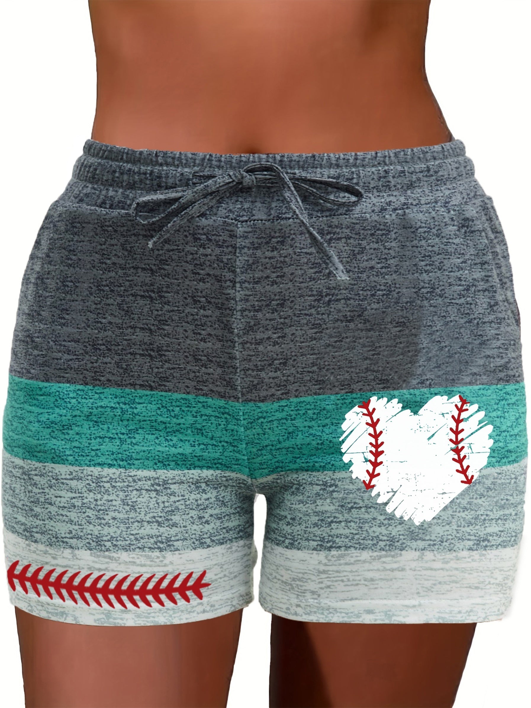 Heart Print Drawstring Shorts for Women