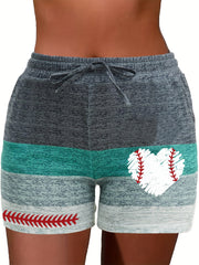 Heart Print Drawstring Shorts for Women