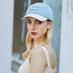 Lucky Whatever Baseball Cap Denim Embroidery Cotton Women's Sunscreen Hat