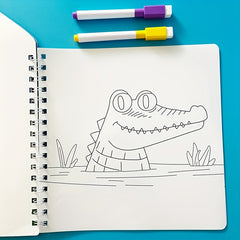 Reusable Animals Coloring Book for Kids with 6 Magic Water Based Markers