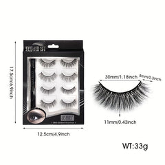 4 Pairs 3D Faux Mink Eyelashes Natural Look Cat Eye Wispy Lashes