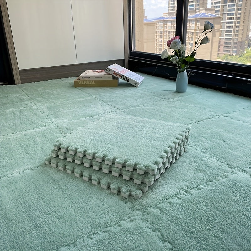 10pcs Plush Puzzle Foam Floor Mat - Comfort & Anti Slip Protection