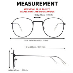 Round Frame Light Blocking Glasses for Women Unisex