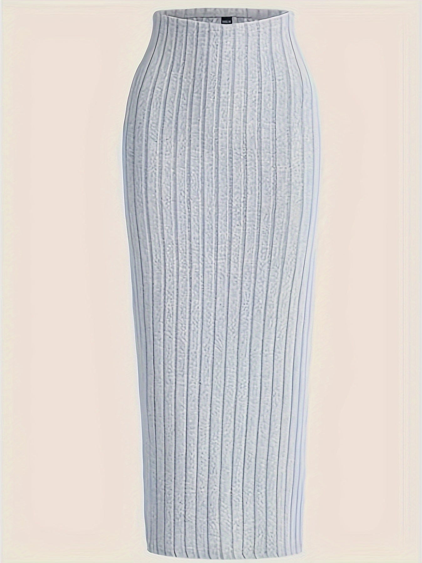 Solid Ribbed Maxi Midi Skirt