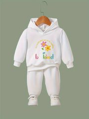 BE KIND & Flower Pattern 2pcs Activewear Sets - Girls Comfy Sports Outfits