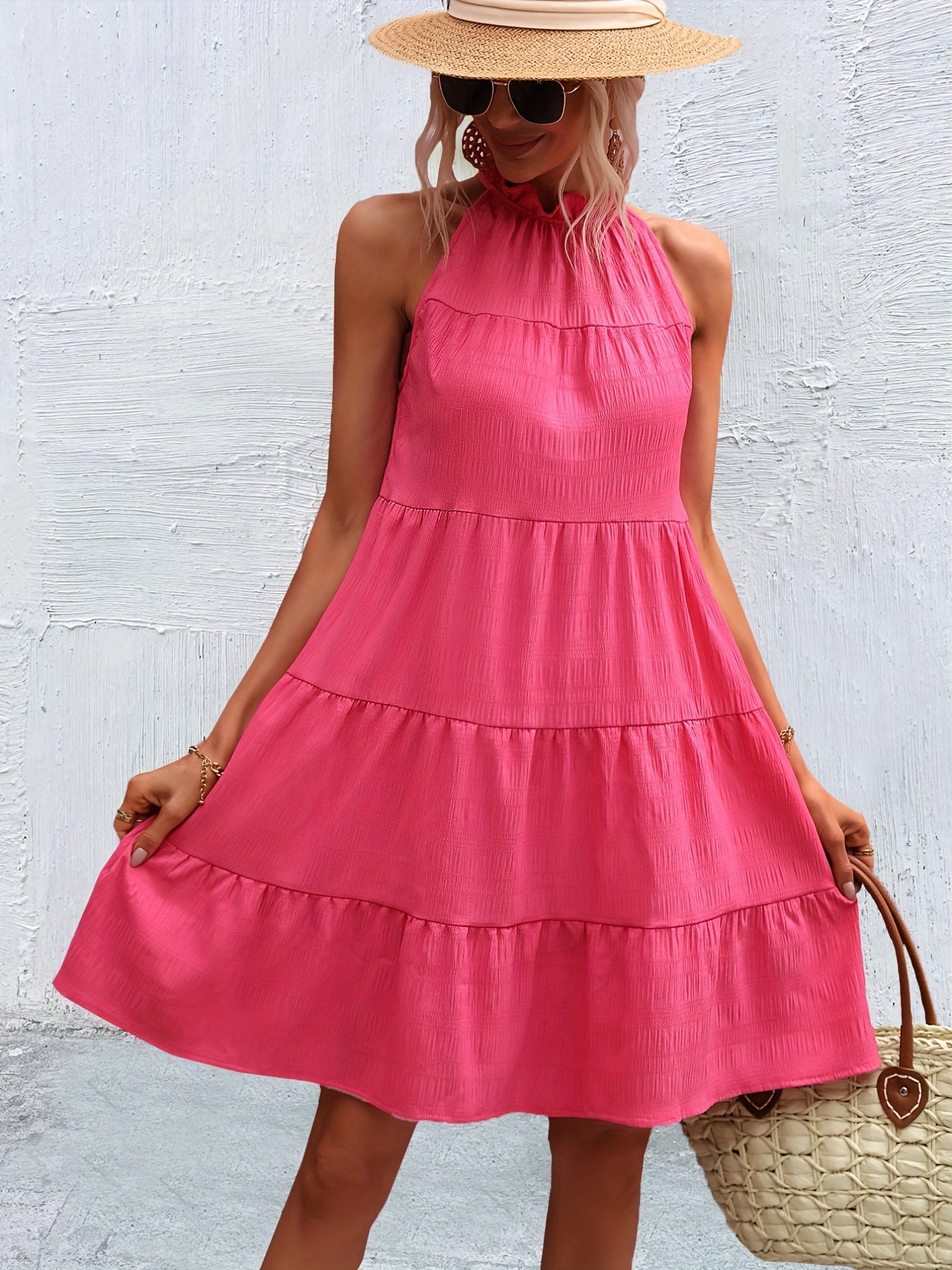 Ruched Sleeveless Dress Tiered Women's Clothing