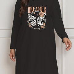 Butterfly & Rose Print Tee Dress