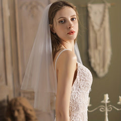 Double Layer Short Head Veil With Comb Mesh Veil Wedding Hair Accessories