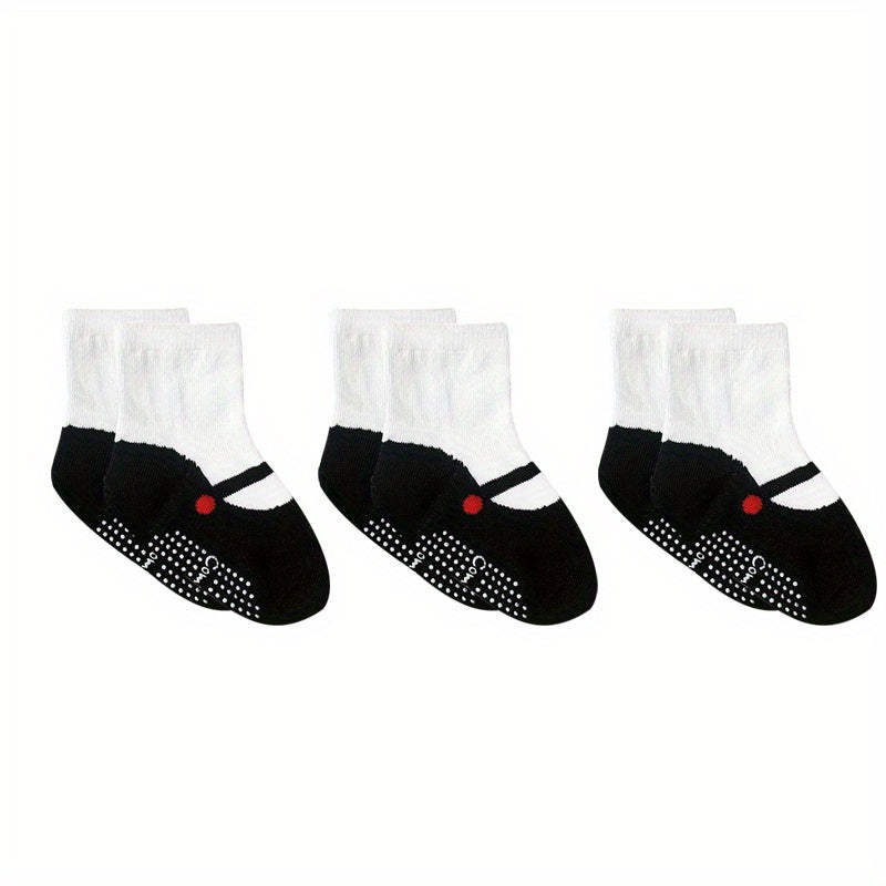 3 Pairs Baby Girls Ballet Shose Pattern Cotton Crew Socks