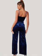 V Neck Wide Leg Jumpsuit Spaghetti Strap Sexy Sleeveless