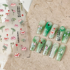 Lotus Sticker Craft Flower Nail Art Sticker Transparent Adhesive Nail Sticker