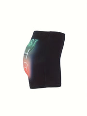 Casual Shorts Women's Plus Art Letter Print Ombre
