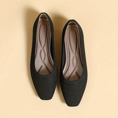 Women's Square Toe Knit Ballet Flats Soft Sole Anti Skid Shoes