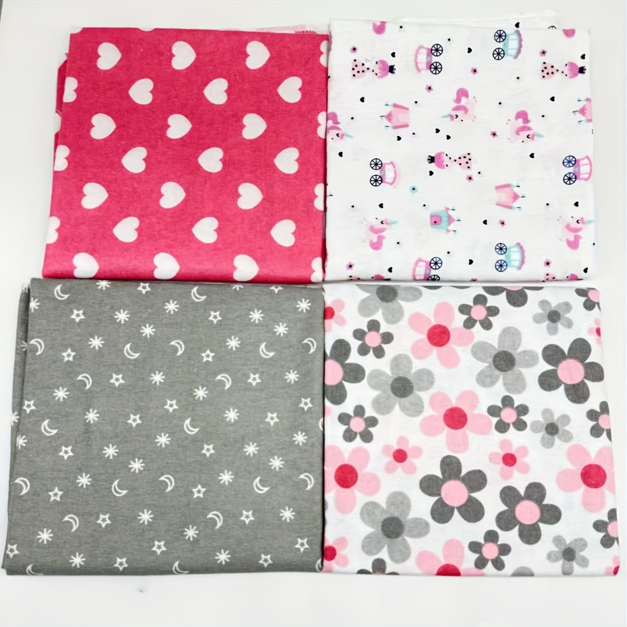 4pcs MIIYOUNG Blanket Square Printed Polyester Fiber Woven Mixed