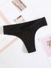 4 Pairs Solid Cotton G Strings & Thongs