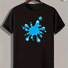 Splash Pattern Print Men's Comfy Sports T Shirt Graphic Tee