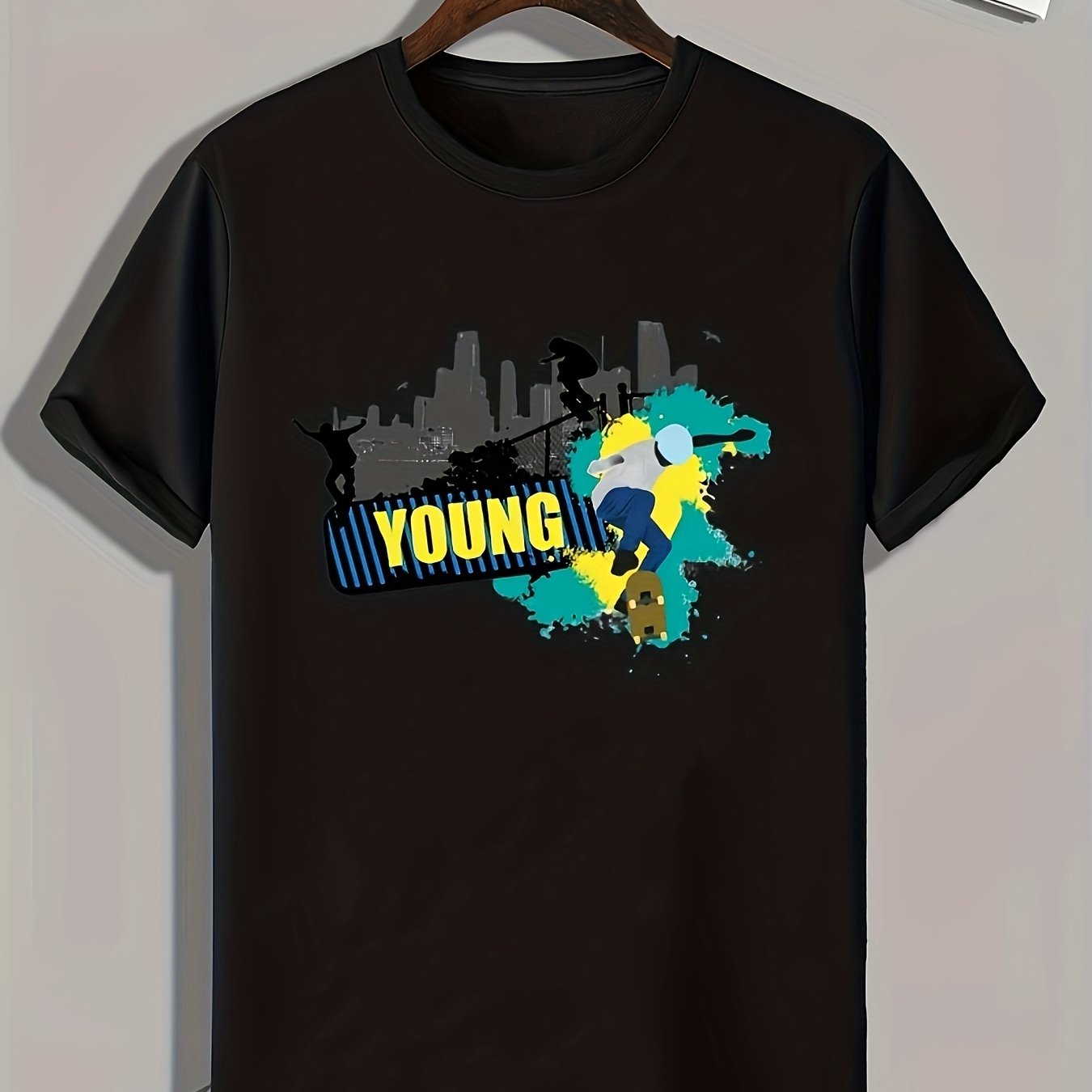 Skateboarding Print Men's Graphic Tee Casual Summer T-shirt
