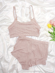 Solid Textured Bra & Panties Full Coverage Lingerie Set