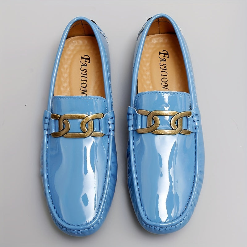 Men's Metallic Decor Loafer Shoes PU Leather Slip On Spring Summer
