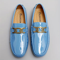 Men's Metallic Decor Loafer Shoes PU Leather Slip On Spring Summer