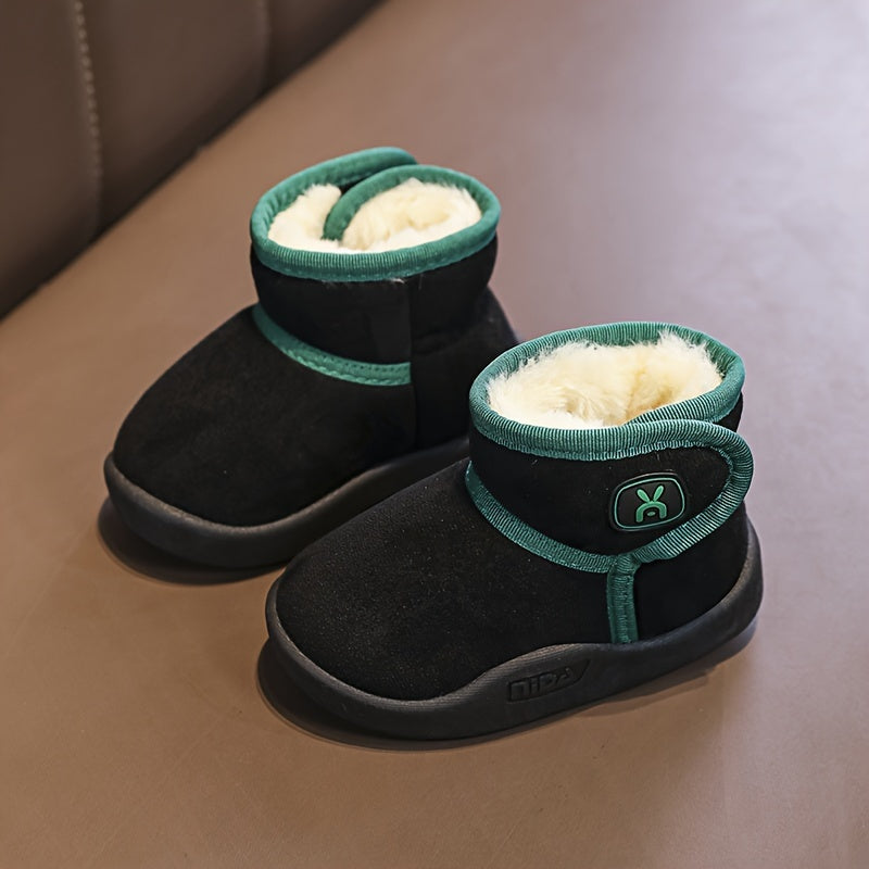 Girl's Solid Snow Boots Warm Fleece Cozy Non slip Ankle Boots