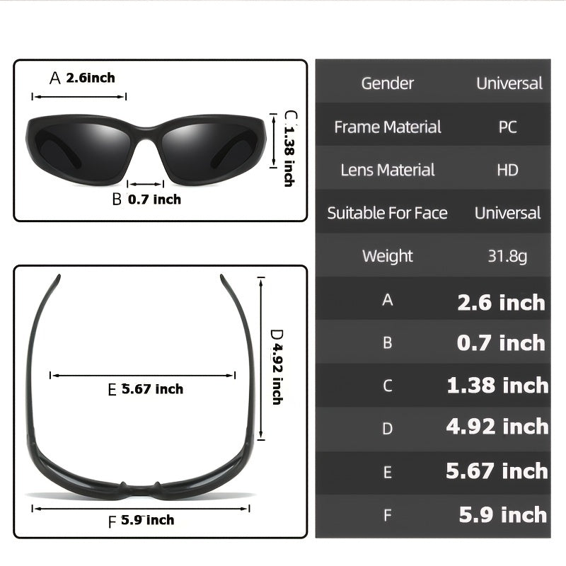 Y2K Wrap Around Sunglasses Vintage Boho UV400 Eye Protection