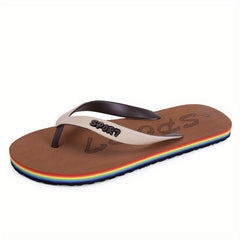 Men's Striped Flip Flops Lightweight Thong Sandals