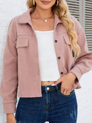 Button Front Suedette Jacket For Office & Work Women's Clothing