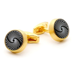 Round Golden Men's Dress Shirt Cufflinks