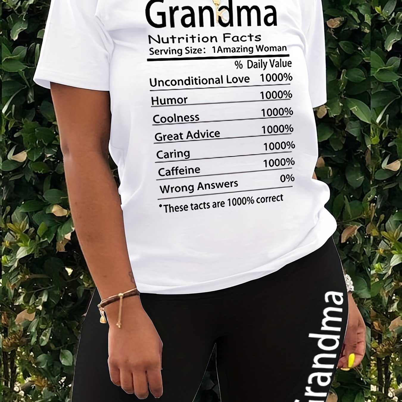 Grandma Letter Print Crew Neck Tee & Shorts Set