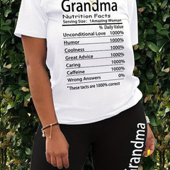 Grandma Letter Print Crew Neck Tee & Shorts Set