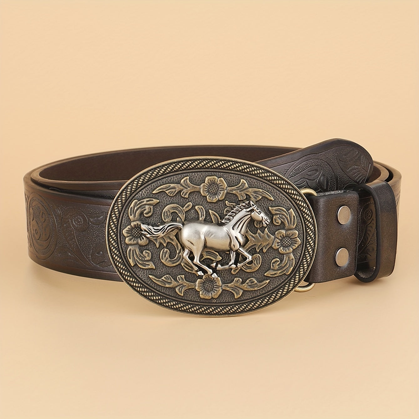 Embossed Leather Belt Vintage Casual Business Belt Men