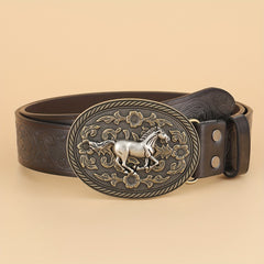 Embossed Leather Belt Vintage Casual Business Belt Men