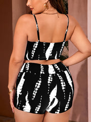 Vacay Bikini Set Allover Print Ruched Bra & Shorts Swimsuit