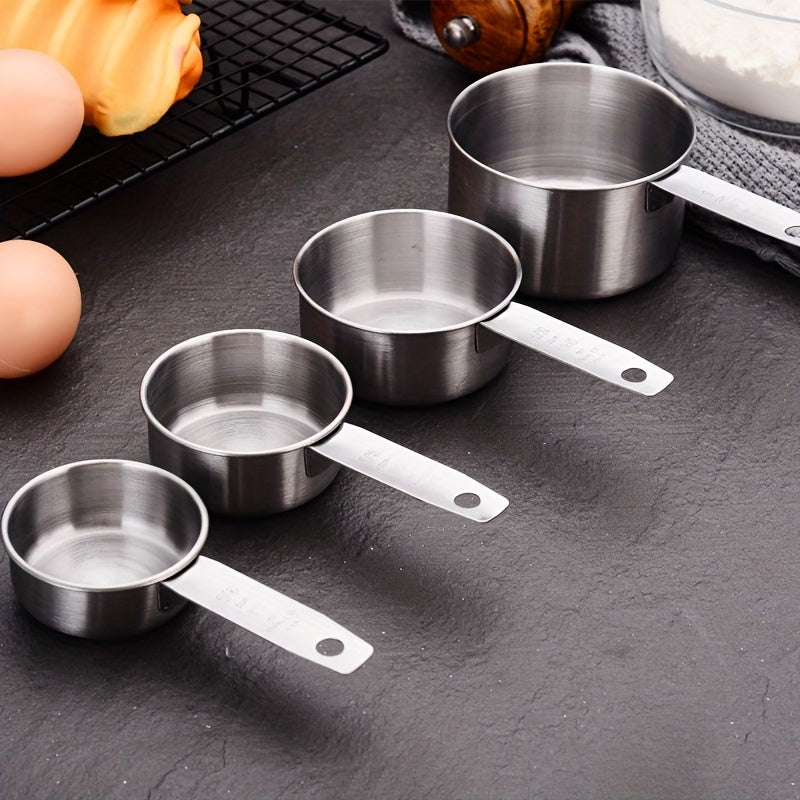 4pcs Stainless Steel Measuring Cups & Spoons Set for Dry/Liquid Ingredients