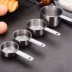 4pcs Stainless Steel Measuring Cups & Spoons Set for Dry/Liquid Ingredients