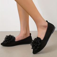 Women's Flower Ballet Flats Soft Sole Slip On Shoes