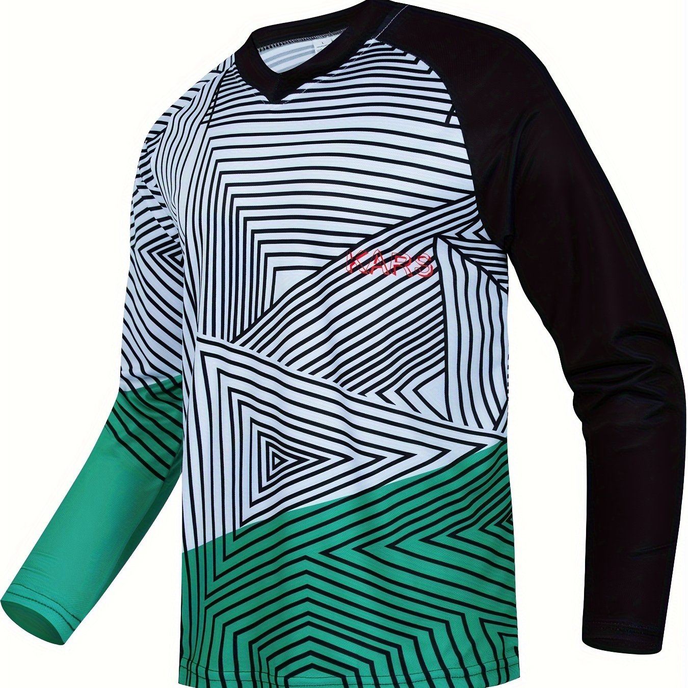 Men's Geometric Pattern V Neck Tee for Spring Fall