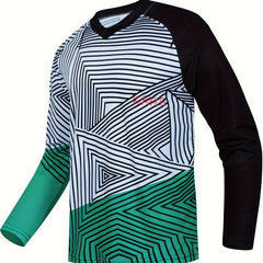 Men's Geometric Pattern V Neck Tee for Spring Fall