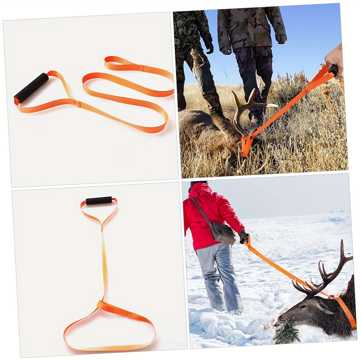 2pcs Deer Dragging Rope Non slip Handle Heavy Duty Drag Strap