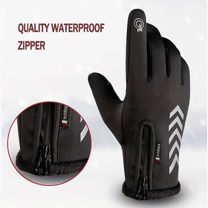 1Pair Waterproof Non-slip Touch Screen Gloves for Outdoor Activities